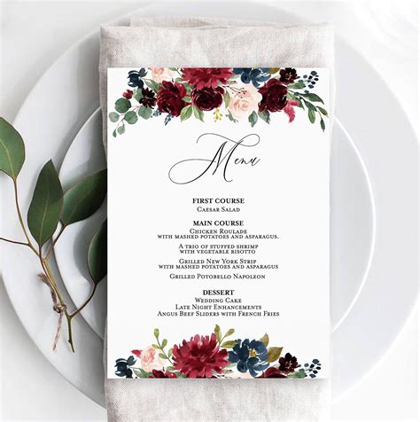 Wedding Program Sign Bar Menu Wedding Wedding Menu Template Wedding