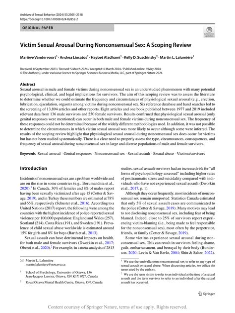 Victim Sexual Arousal During Nonconsensual Sex A Scoping Review