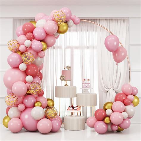 Amazon RUBFAC 159pcs Pink Gold Balloons Garland Arch Kit Pastel