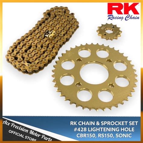 Rk Racing Chain Sprocket Set Cbr Rs Sonic Lightening Hole Gold