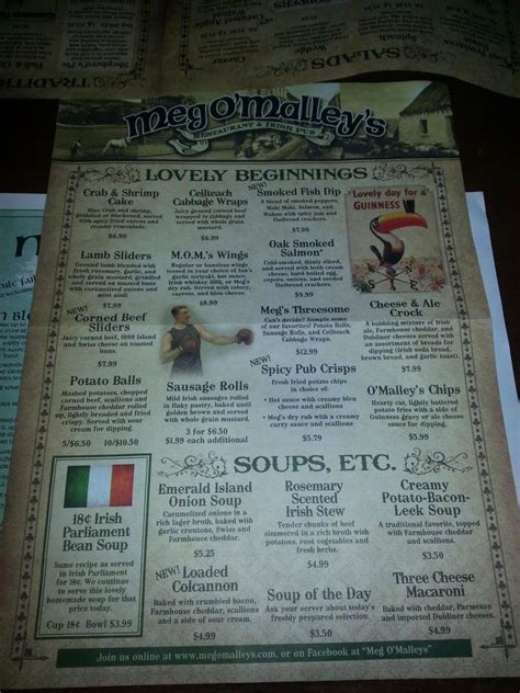 Menu At Meg Omalleys Restaurant And Irish Pub Melbourne 812 E New