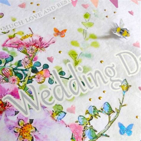 Pretty Wedding Day Card Flowers And Butterflies