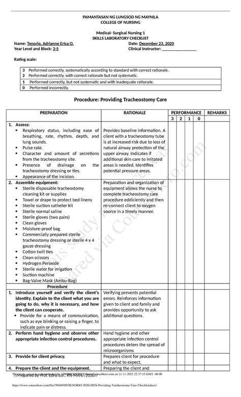 Ati Tracheostomy Care Checklist At Teresa Hutton Blog