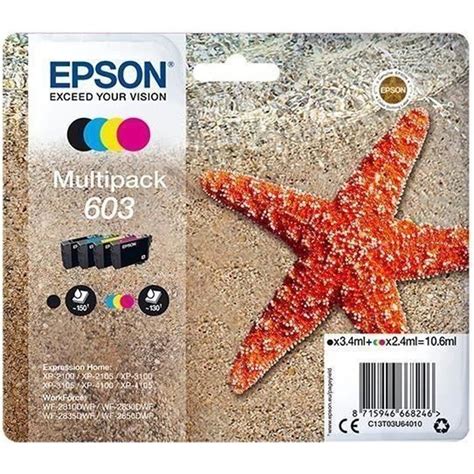 Epson 603 Multipack Cartouche D Encre Pack De 4 Noir Jaune Cyan