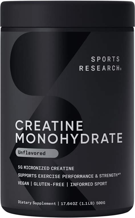 Sports Research Creatine Monohydrate Gain Lean Muscle Improve Performance And Strength And