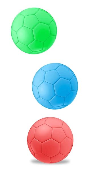 Bolas De Futebol Vermelhas Verdes E Azuis Isoladas Foto Premium