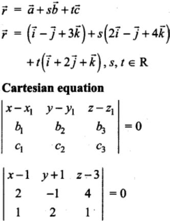 Find the parametric form of vector equation, and Cartesian equations of ...