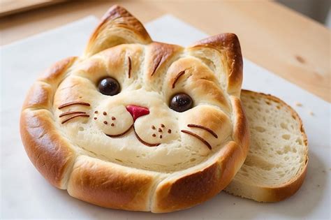 Premium Photo A Cat Shaped Bread Is Made By A Cat