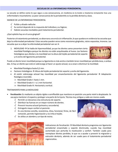 Secuelas DE LA E Periodontal SECUELAS DE LA ENFERMEDAD PERIODONTAL