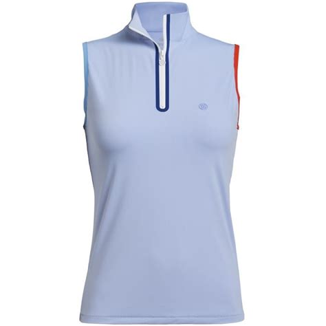 G Fore Womens Mock Neck Silky Tech Nylon Sleeveless Zip Golf Polo