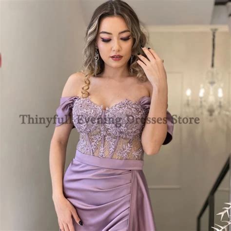 Thinyfull Sexy Prom Evening Dresses Off Shoulder Appliques Party Dress