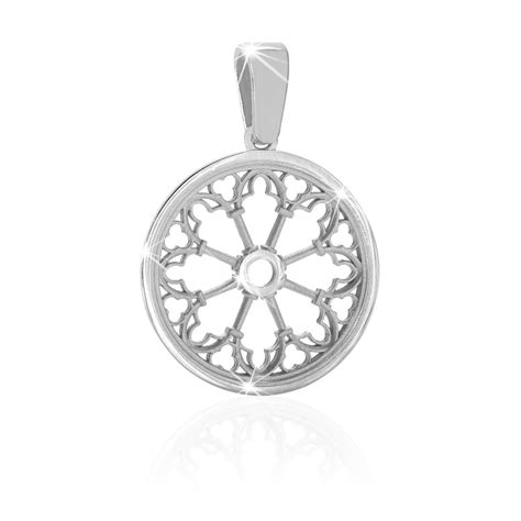 Sterling Silver St Antony From Padua Rosewindow Small Pendant