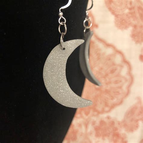 Stevie Nicks Inspired Crescent Moon Dangle Earrings Polymer Clay