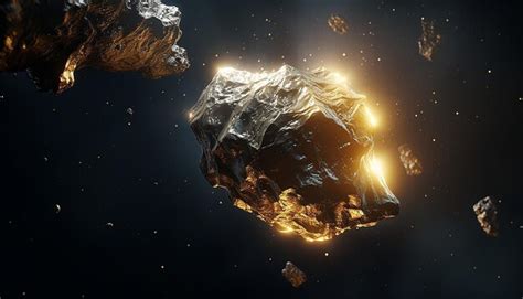 Premium Photo | Asteroid made of pure gold in space realistic