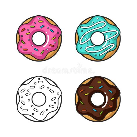 Colorido Icono De Cuatro Donuts Aislado En Fondo Blanco Ilustraci N