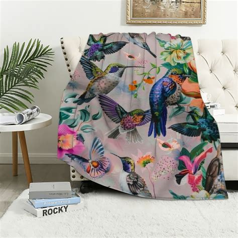 Nawypu Hummingbird Throw Blanket Butterfly Hummingbirds Theme Blanket