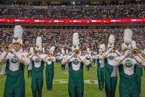 CSU Marching Band trumpets section pictured during half-time - Music