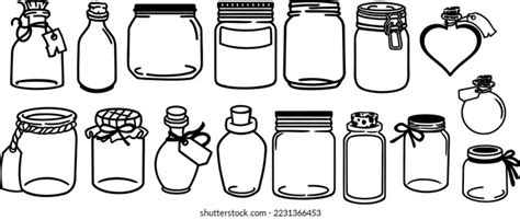 Glass Empty Jar Doodle Set Contour Stock Vector Royalty Free 2231366453 Shutterstock