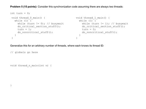 Solved Problem 5 15 Points Consider This Synchronization