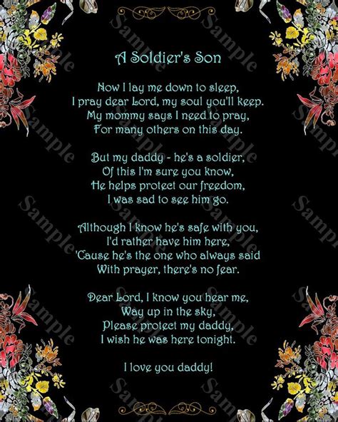 A Soldiers Prayer A Soldiers Son Daughter Poem 8 X 10 Print Dad