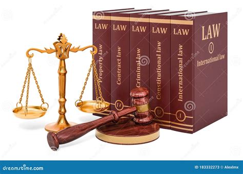 Scales Of Justice With Wooden Gavel And Law Books 3d Rendering Stock