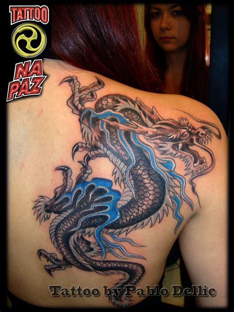 Tatuagem De Dragao Fogo Azul Black Dragon With Blue Fire By Pablo