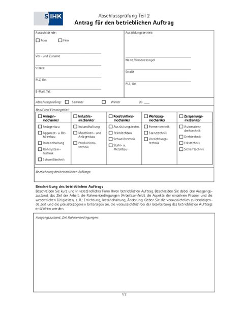 Ausf Llbar Online Antrag Fr Den Betrieblichen Auftrag Fax Email Drucken