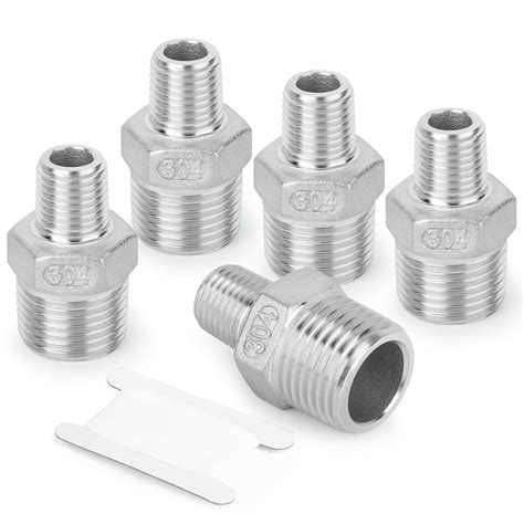 Taisher 5pcs Cast 304 Stainless Steel Hex Nipple Reducer Pipe Fitting 12 Npt Male