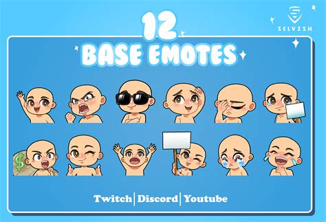 12 Emote Base Pack Chibi Emotes Base Twitch Emotes Discord Etsy México