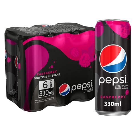 Buy Pepsi Black Carbonated Soft Drink Raspberry Flavor No Sugar