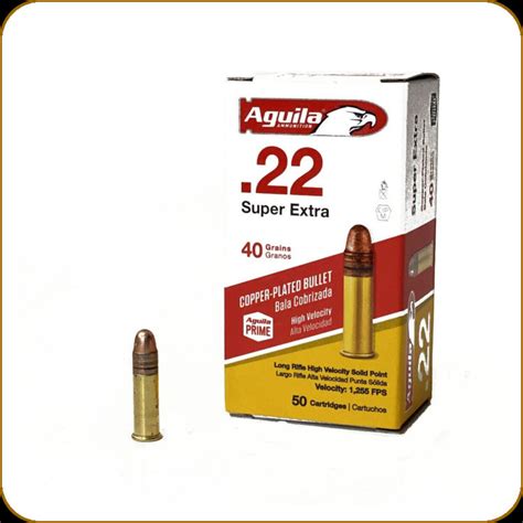 Aguila 22 Lr 40 Gr Super Extra High Velocity Copper Plated Solid Point 50ct 1b220328