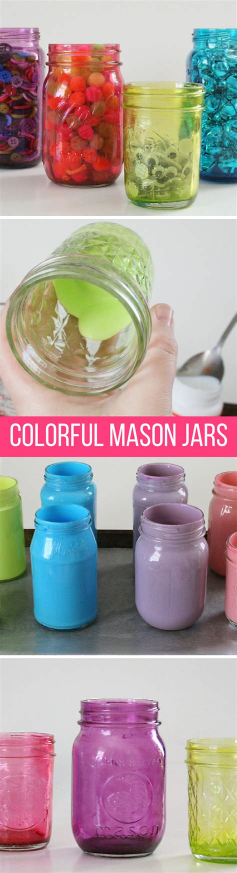 Diy Craft Bright Colorful Mason Jars With Mod Podge Tutorial Tinted