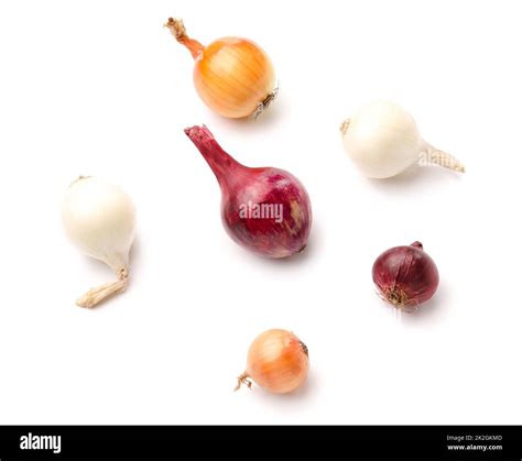 Different types of onion on white background Stock Photo - Alamy