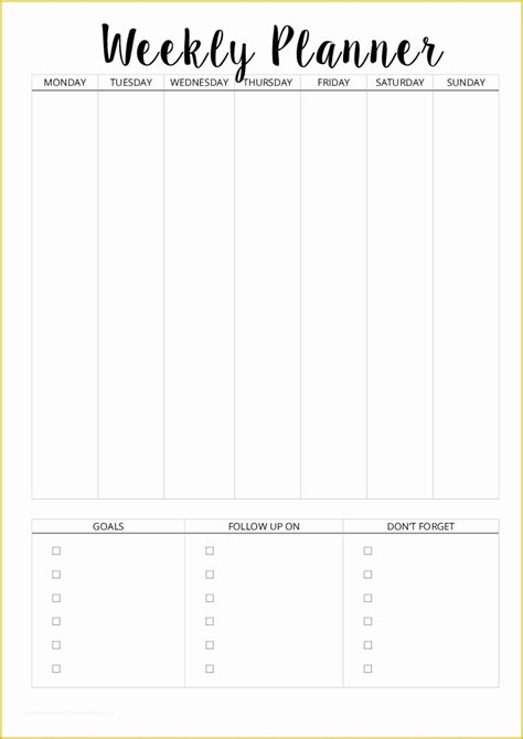 Free online weekly planner template of daily planner template