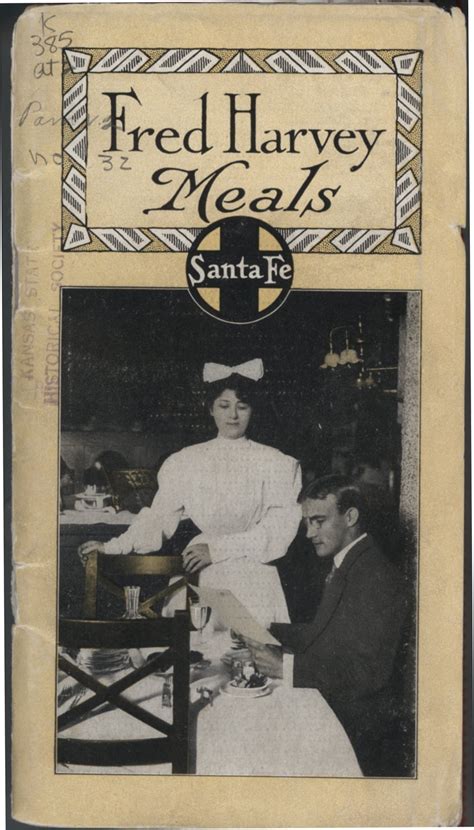 Fred Harvey Meals Santa Fe Railway Kansas Memory Kansas Historical