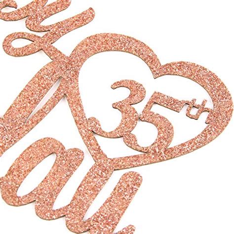 Rose Gold Glitter Happy 35th Birthday Cake Topper Hello 35 Cheers To