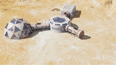 3d Model Martian Base Vr Ar Low Poly Cgtrader