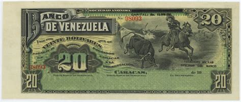 VENEZUELA 20 BOLIVARES BANKNOTE 1910 issue|World Banknotes & Coins ...