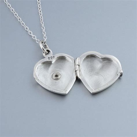 Sterling Silver Engraved Heart Locket Necklace With Genuine 1 Etsy