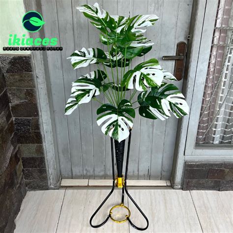 Jual DAUN MONSTERA JUMBO PLASTIK DAUN ARTIFISIAL VAS POHON MONSTERA