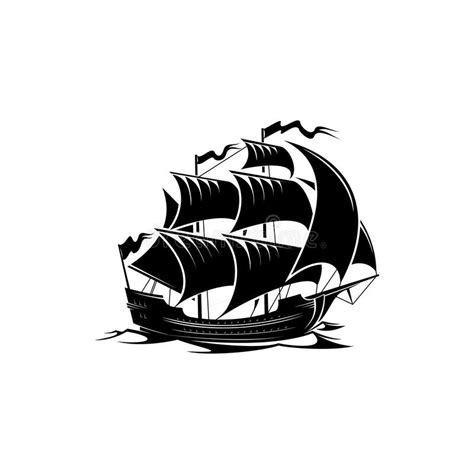 Sail Ship Vector Icon Pirate Boat Or Frigate Stock Vector Illustration Of Emblem Frigate