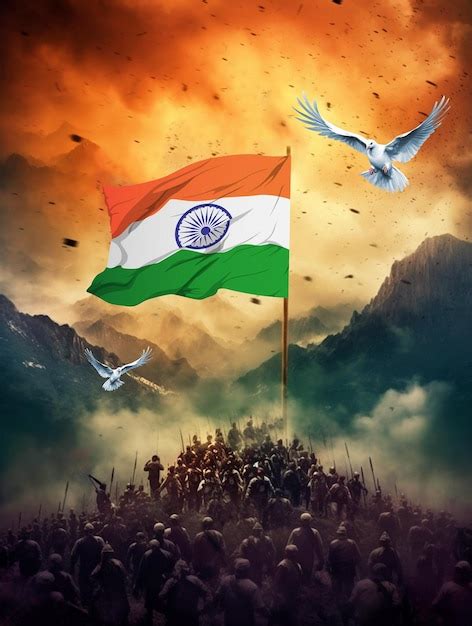 Premium AI Image India Independence Day Banner With Freedom Fighters