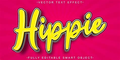 Oldschool Hippie Red Vector Effet De Texte D Objet Intelligent