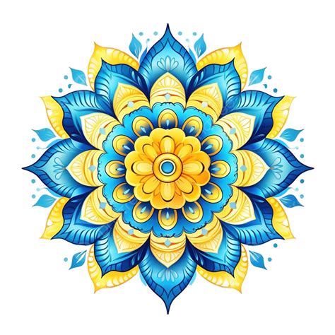 Mandala Colorido En Color Azul Y Amarillo Png Dibujos Mandalas