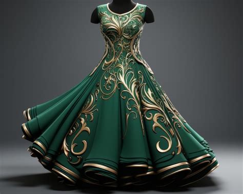 Premium AI Image | a green and gold dress with intricate designs