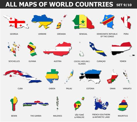 Todos Los Mapas De Países Y Banderas Del Mundo Conjunto 9 De 10