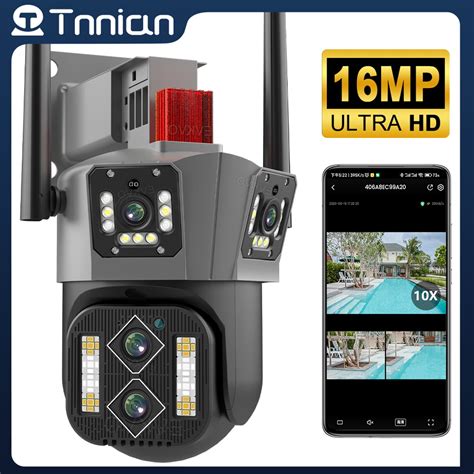 Tnnian 6K 16MP Cuatro Lente 10x Zoom WIFI PTZ Cámara IP Tres Pantallas