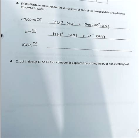 Solved 3 Write An Equation For The Dissociation Of Each Of The