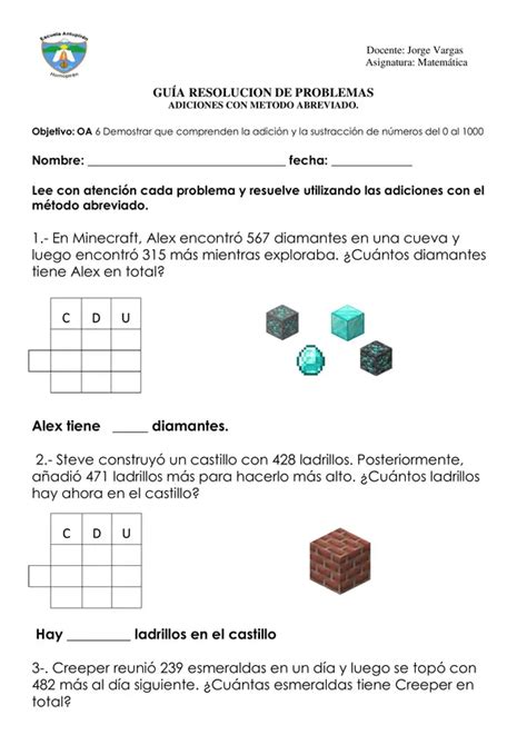 resolución de problemas adiciones de 3 dígitos forma abreviada