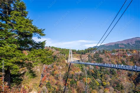 Kuju, oita, Japan, November 11, 2018: Kokonoe Yume Suspension Bridge ...